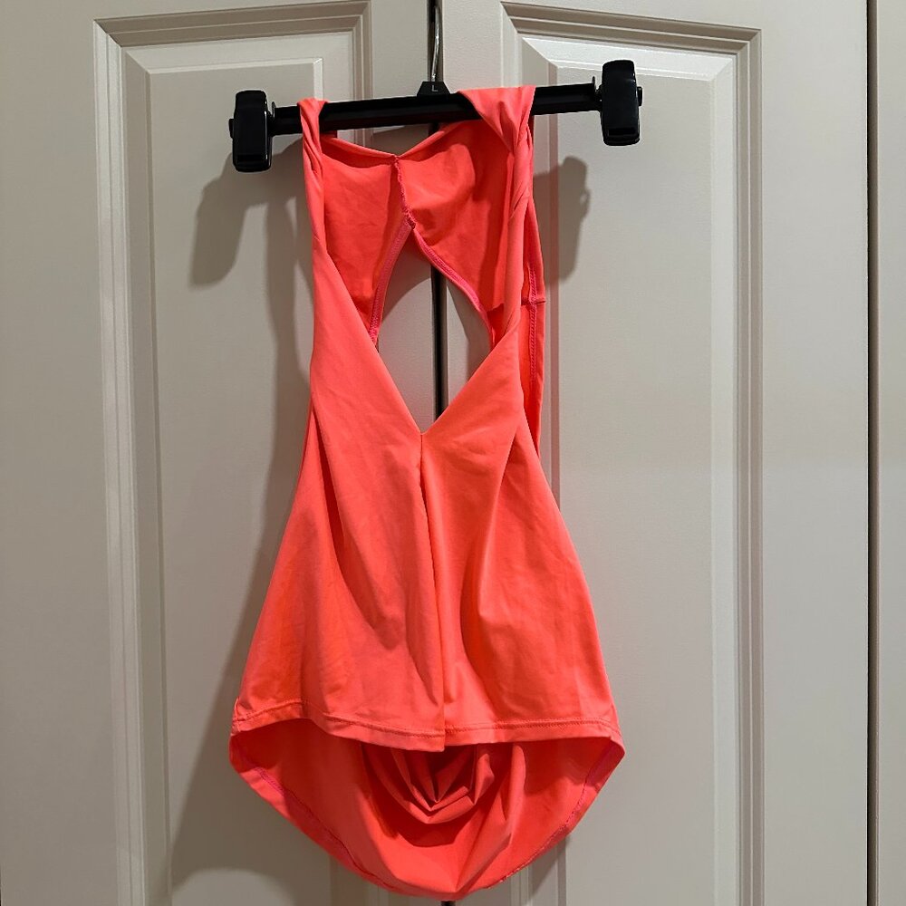 Ligiana Fit Neon Coral Cut-Out Back Performance Workout Tank NWT